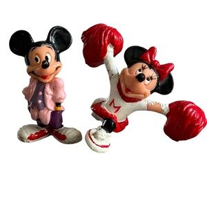 Disney Mickey Mouse Cool & Minnie Mouse Cheerleader 80’s Figures Vintage Retro